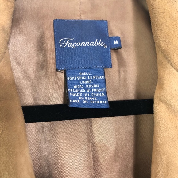 VINTAGE Tan Goatskin Leather Blazer, Size M - Picture 4 of 4